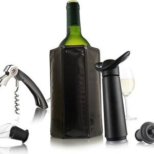 Vac-U-Vin  Wine Essentials 6 Piece Giftset, Standard, Black New in Box